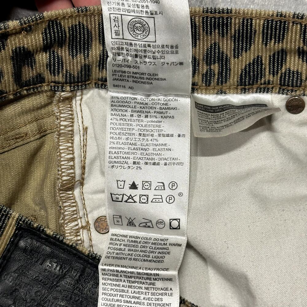 Levi's Cheetah Print Corduroy Pants Women's 27 Premium Rib Cage Straight - Picture 10 of 15